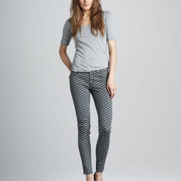 HUDSON Nico Diamond Art Deco Printed Mid-Rise Super Skinny Jeans 27 - Picture 1 of 15